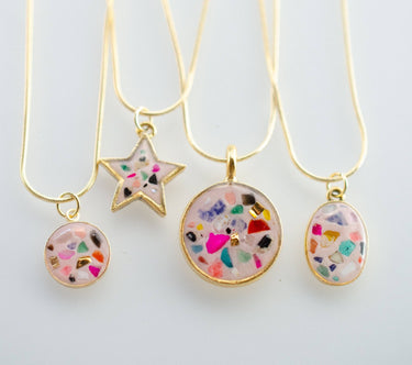 Terrazzo Stone Necklace - Light Pink